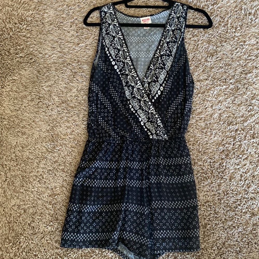 Black and white paisley romper